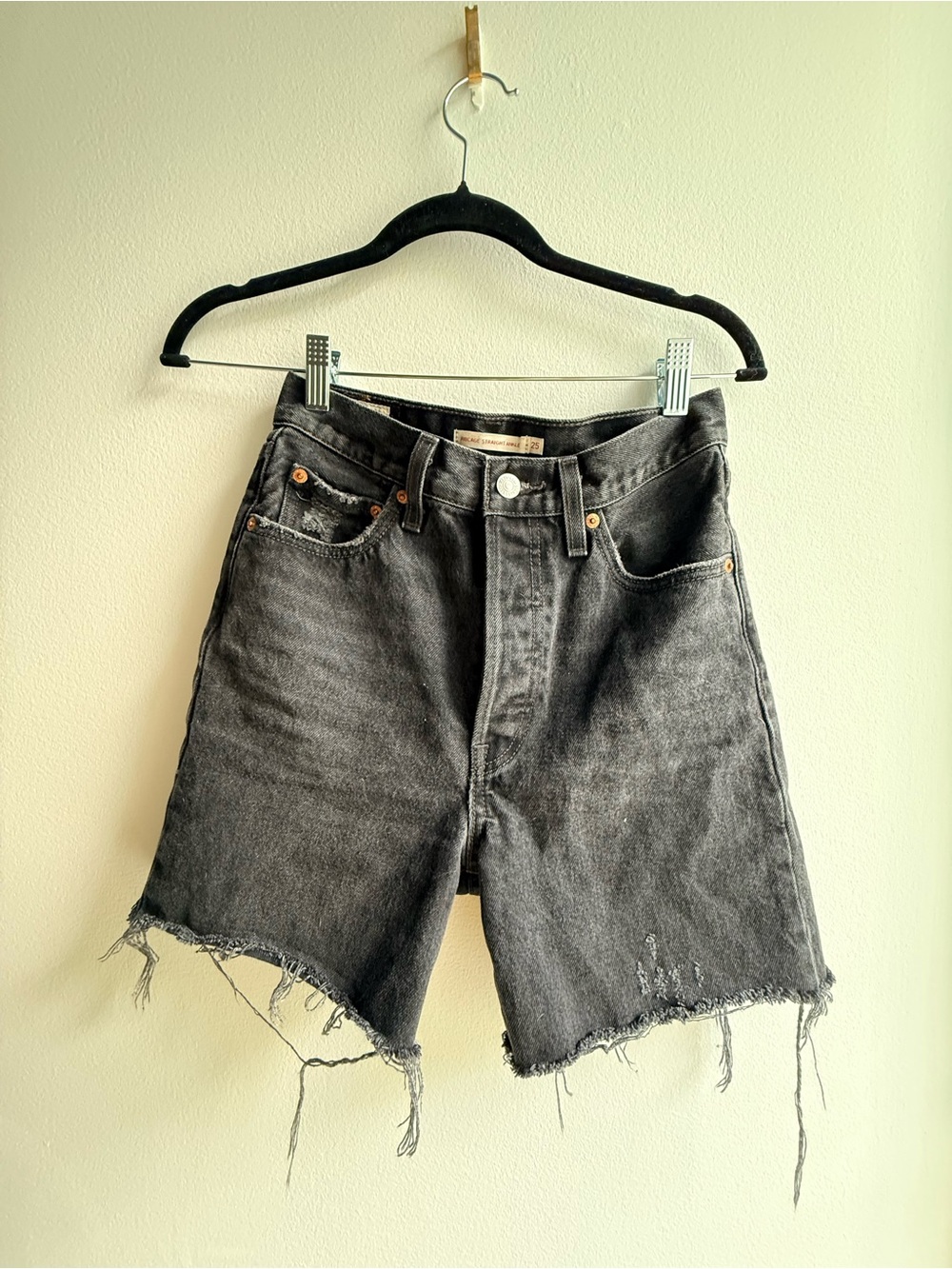 Levi's Distressed Black Jean Shorts